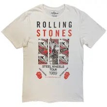 The Rolling Stones, Tričko Steel Wheels Tour 1989, Unisex, Natural