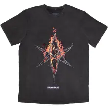 Tričko Flame Hex & Text Logo, Unisex, Šedá, L