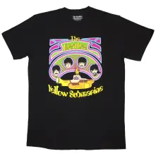 Tričko Yellow Submarine Heads in Circles v2, Unisex, Čierna, L