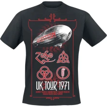 Led Zeppelin, Tričko UK Tour '71., Unisex, Čierna