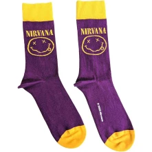 Nirvana, Ponožky Yellow Happy Face, Unisex, Fialová