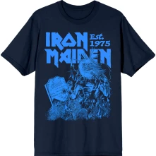 Iron Maiden, Tričko Est. 1975 Life After Death Stamp, Unisex, Modrá