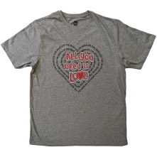 The Beatles, Tričko All You Need Is Love Heart, Unisex, Šedá