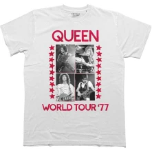 Queen, Tričko World Tour 77, Unisex, Biela