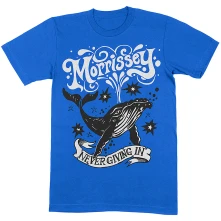 Morrissey, Tričko Never Giving In/Whale, Unisex, Modrá