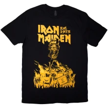 Iron Maiden, Tričko Est. 1975 Holy Smoke Jumbo Yellow, Unisex, Čierna