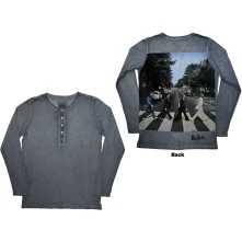The Beatles, Tričko s dlhým rukávom Abbey Road Back Print Stone Wash, Unisex, Modrá
