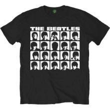 The Beatles, Tričko Hard Days Night Faces Mono, Unisex, Čierna