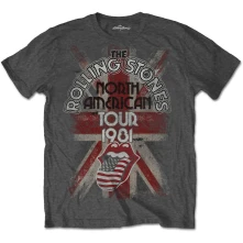 The Rolling Stones, Tričko North American Tour 1981, Unisex, Šedá