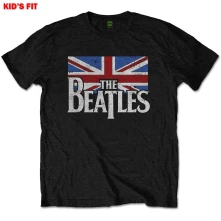 The Beatles, Tričko Dop T Logo & Vintage Flag, Dieťa, Čierna