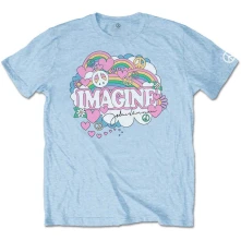 John Lennon, Tričko Rainbows, Love & Peace, Unisex, Modrá