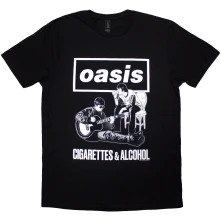 Oasis, Tričko Cigarettes & Alcohol Illustration Mono, Unisex, Čierna