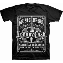 Johnny Cash, Tričko Music Rebel, Unisex, Čierna