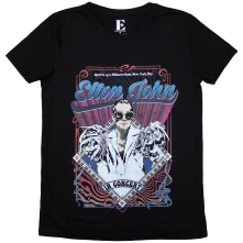 Elton John, Tričko Psych Vintage, Žena, Čierna
