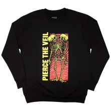 Pierce the Veil, Crewneck Wavy Skeleton, Unisex, Čierna
