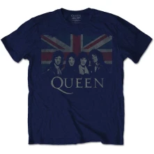 Queen, Tričko Vintage Union Jack, Unisex, Modrá