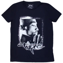 2Pac, Tričko Spray Photo, Žena, Modrá