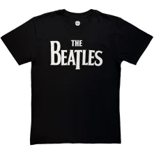 The Beatles, Tričko Drop T Logo Mono, Unisex, Čierna