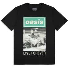 Oasis, Tričko Live Forever Single Cover, Unisex, Čierna