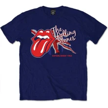 The Rolling Stones, Tričko Lick the Flag, Unisex, Modrá