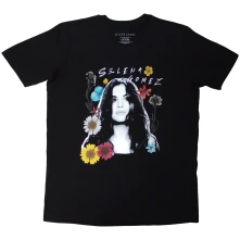 Selena Gomez, Tričko Floral Collage, Unisex, Čierna