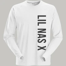 Lil Nas X, Tričko s dlhým rukávom Vertical Text, Unisex, Biela