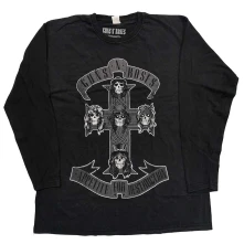 Guns N’ Roses, Tričko s dlhým rukávom Monochrome Cross, Unisex, Čierna