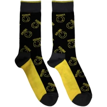 Nirvana, Ponožky Yellow Happy Face Pattern, Unisex, Čierna
