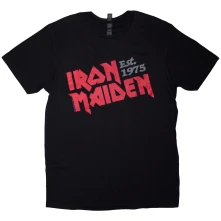 Iron Maiden, Tričko Est. 1975 Slanted Logo, Unisex, Čierna