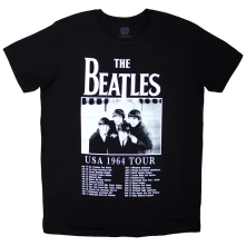 The Beatles, Tričko Tour '64 Dates, Unisex, Čierna