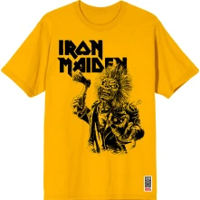 Iron Maiden, Tričko Est. 1975 Eddie Axe Graphic, Unisex, Žltá