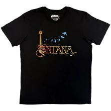 Carlos Santana, Tričko Guitar & Birds, Unisex, Čierna