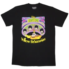 The Beatles, Tričko Yellow Submarine Heads in Circles v2, Unisex, Čierna