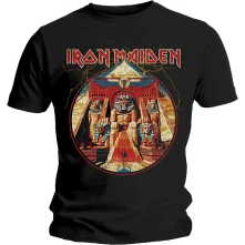 Iron Maiden, Tričko Powerslave Lightning Circle, Unisex, Čierna