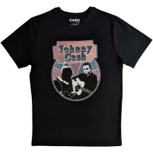 Johnny Cash, Tričko Walking Guitar & Front On, Unisex, Čierna