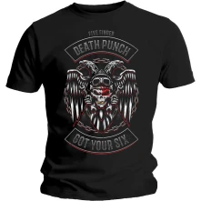 Five Finger Death Punch, Tričko Biker Badge, Unisex, Čierna