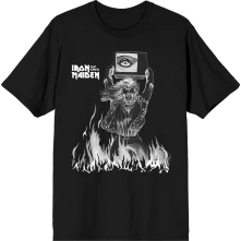 Iron Maiden, Tričko Est. 1975 Holy Smoke Flames Crop, Unisex, Čierna