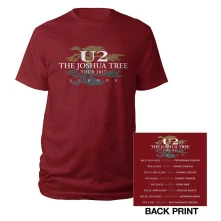 U2, Tričko Joshua Tree 2017, Unisex, Červená