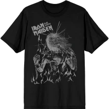 Iron Maiden, Tričko Est. 1975 Life After Death Flames, Unisex, Čierna