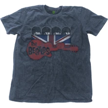 The Beatles, Tričko Guitar & Flag, Unisex, Modrá