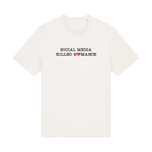 Ruka Hore, Tričko Social Media Killed Romance, Unisex, Off White