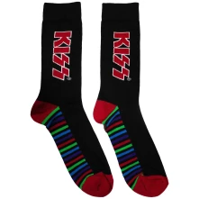 Kiss, Ponožky Red Logo & Stripes, Unisex, Čierna