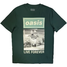 Oasis, Tričko Live Forever Single Cover, Unisex, Zelená