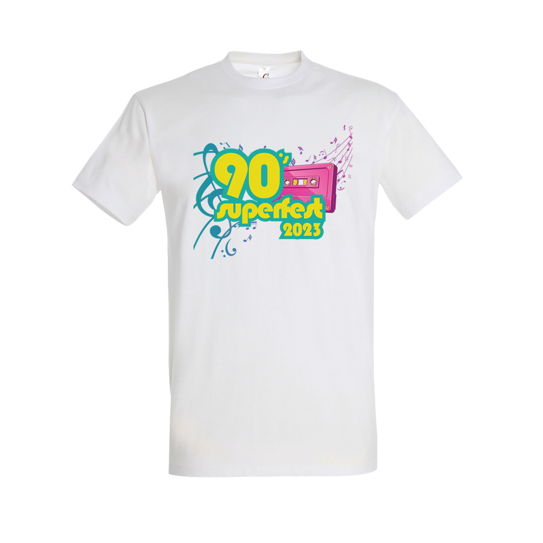 Tričko 90' Super Fest - 90' SUPER FEST, Unisex,Biela,3XL