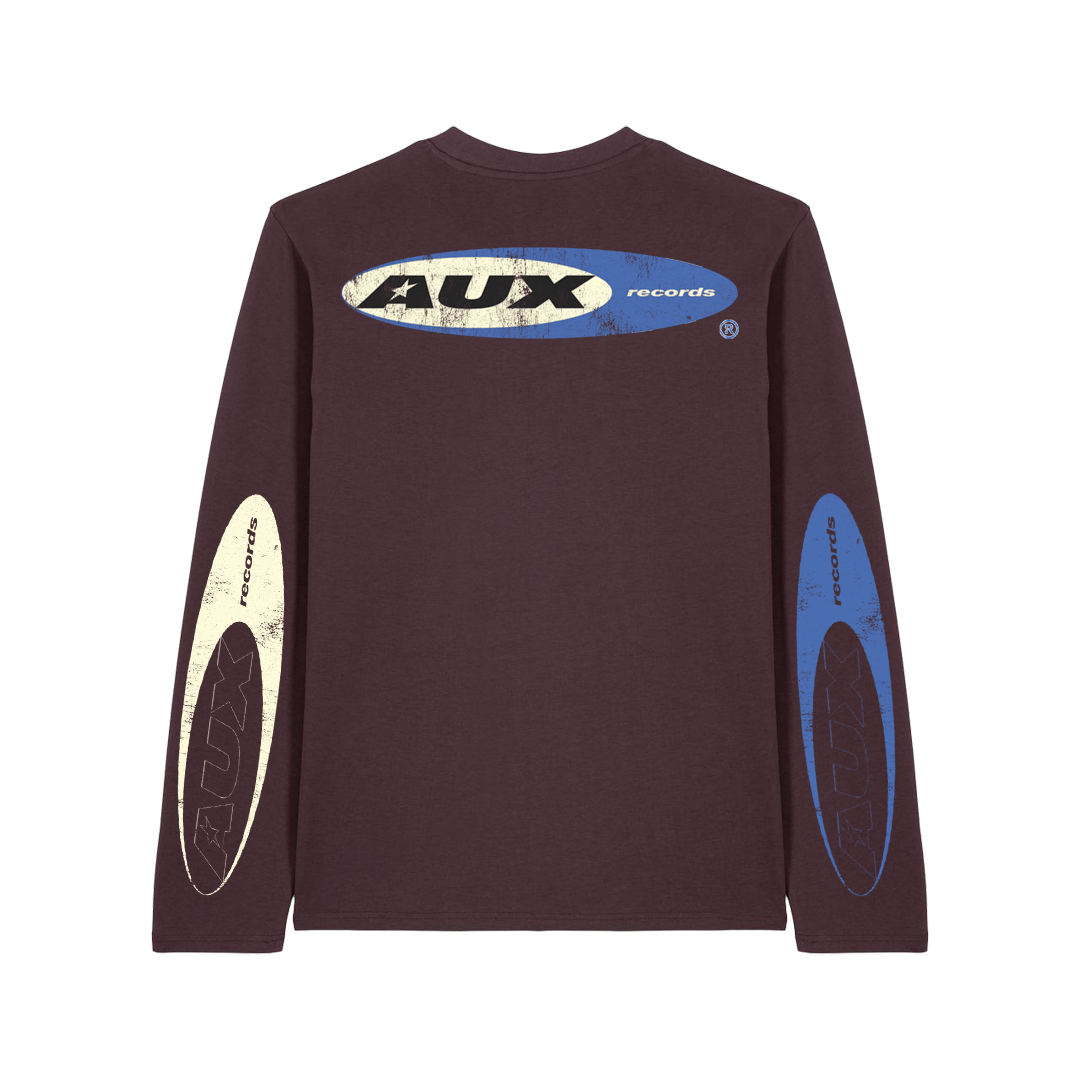 Longsleeve Dalyb - AUX Records, Unisex,Hnedá/červená,XXL