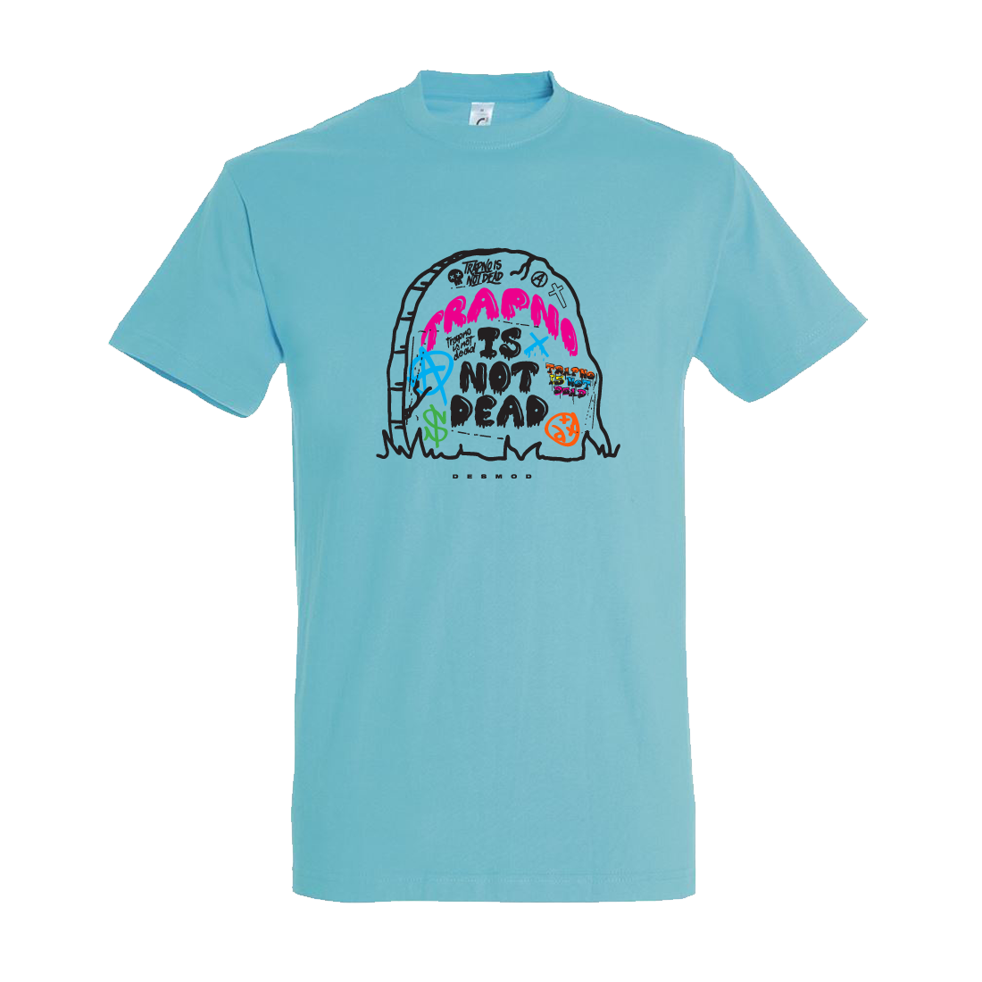 Tričko Desmod - Trapno Tombstone, Unisex,Bledomodrá,XXL