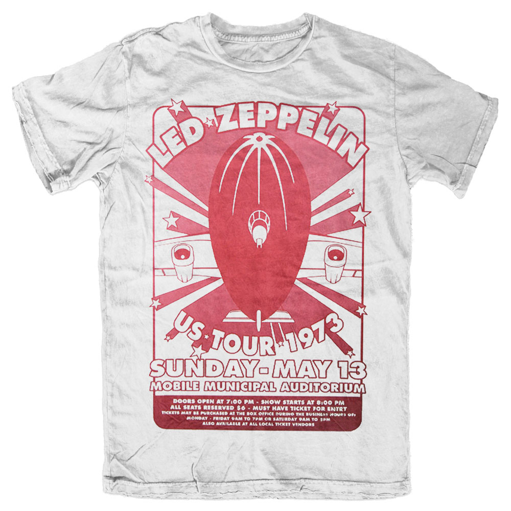Tričko Led Zeppelin - Mobile Municipal, Unisex,Biela,XXL
