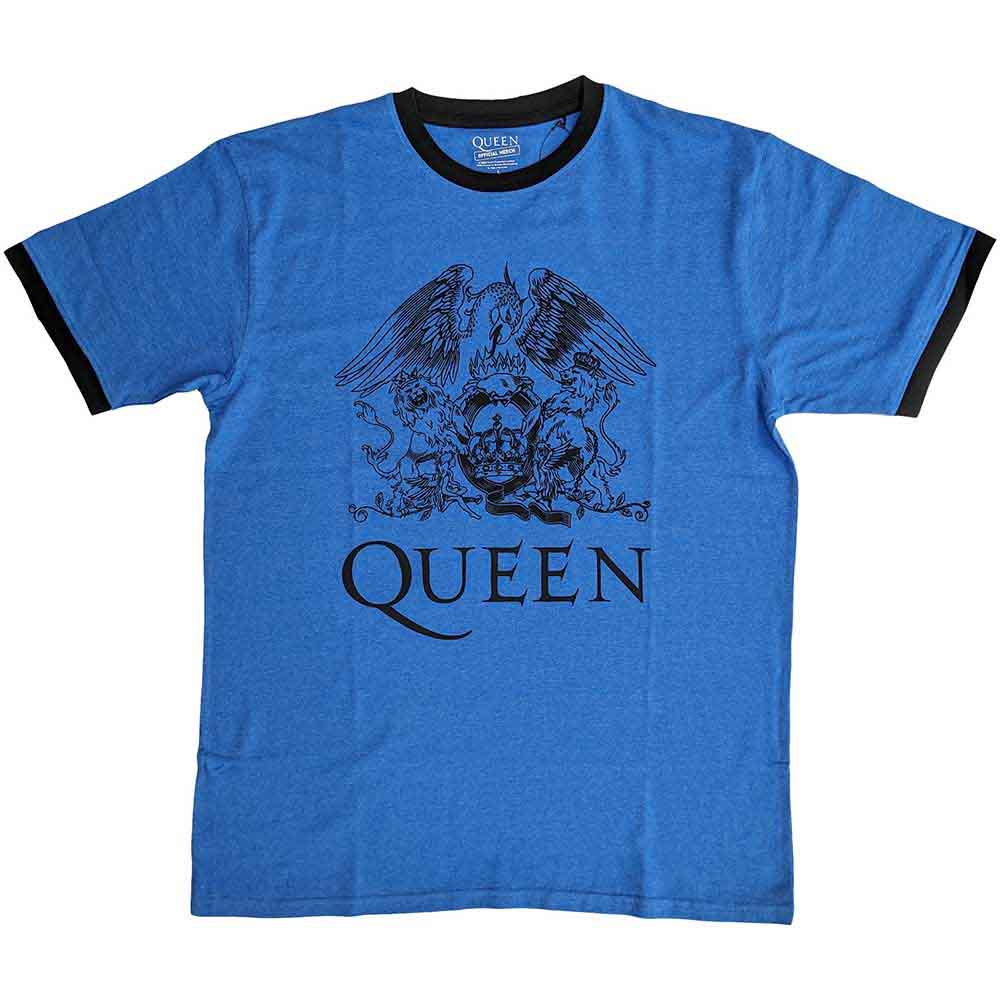 Tričko Queen - Crest Logo, Unisex,Modrá,XXL