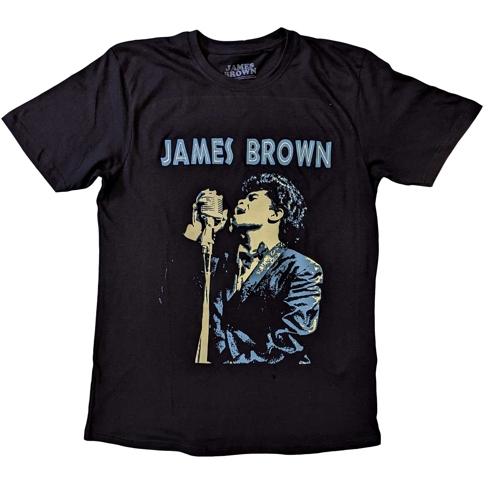 Tričko James Brown - Holding Mic, Unisex,Čierna,XXL