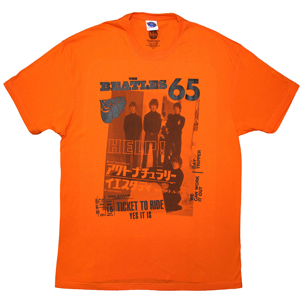 Tričko The Beatles - 1965, Unisex,Oranžová,XXL